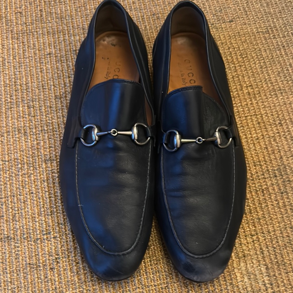 Gucci Black Loafers with Silver Hardware